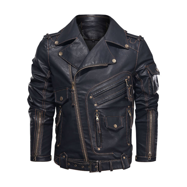 Chaqueta de Cuero Punk para Motociclista - Estilo Rebelde en Piel PU