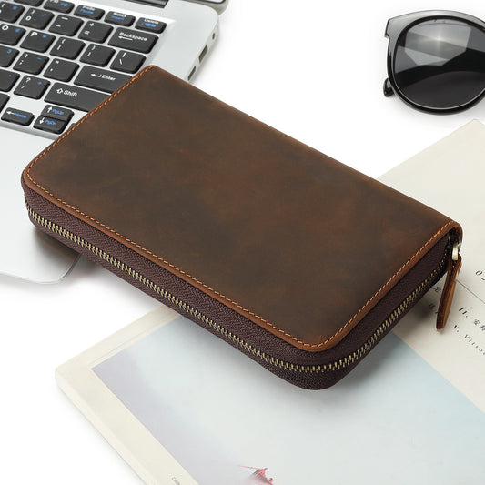 Bolsa de Cuero Genuino para Hombre Estilo Retro Clásico con Gran Capacidad