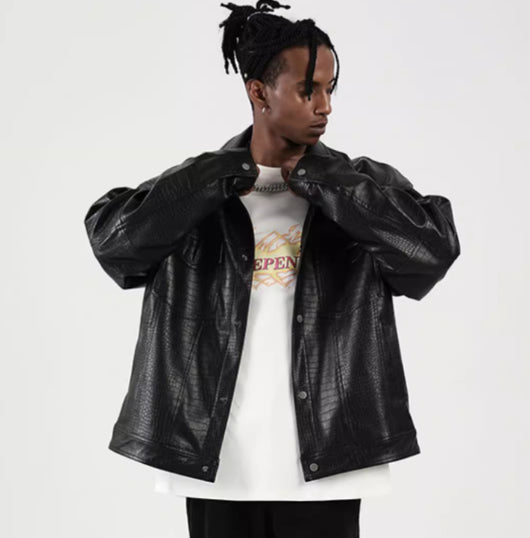 Chaqueta de Cuero PU Estilo Biker Retro Americano Unisex - Image 8
