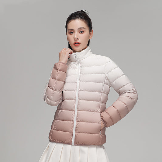 Chaqueta Acolchada Mujer Degradado Cuello Alto Elegante