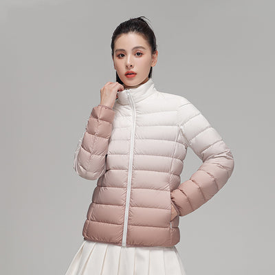 Chaqueta Acolchada Mujer Degradado Cuello Alto Elegante