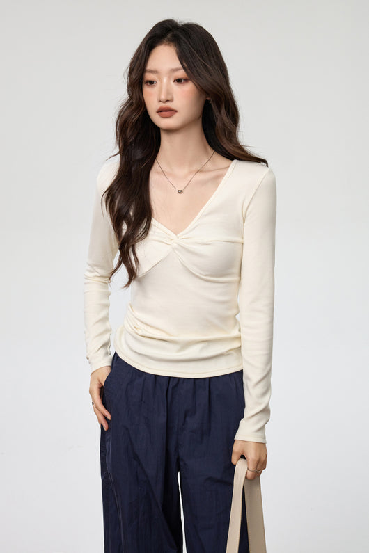 Blusa Elegante Escote Profundo con Nudo y Manga Larga - Image 21
