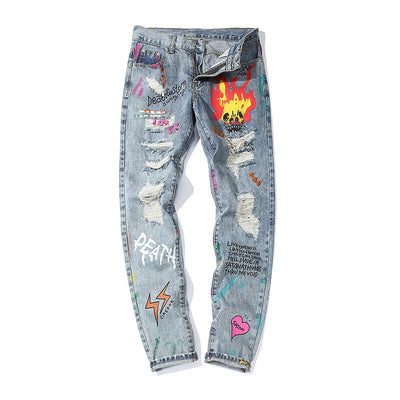 Jeans Rotos con Estampado Graffiti - Image 7