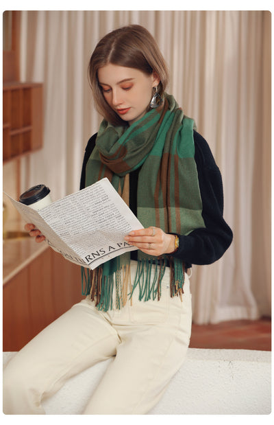 Bufanda de Cashmere Artificial Gruesa y Cálida con Flecos - Image 19