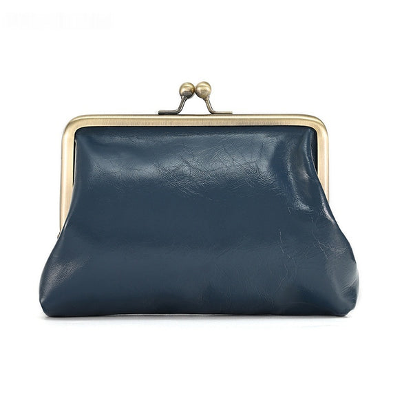 Billetera de Cuero Genuino para Mujer con Cierre y Colores Pastel