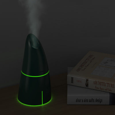 Red columnar USB mini humidifier with a power button and top mist outlet, designed for small spaces. - Image 15