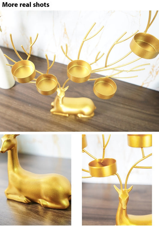 Candelabro Navideño de Hierro Forjado con Reno - Decoración Romántica - Image 13