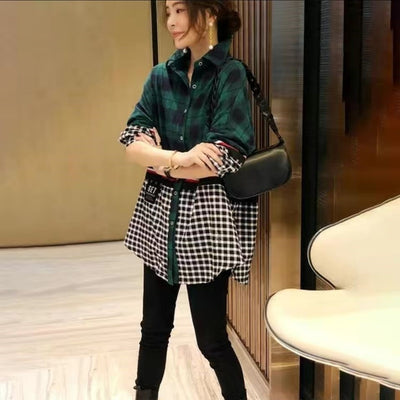 Camisa Cuadros Mujer Efecto Dos Piezas Estilo Western