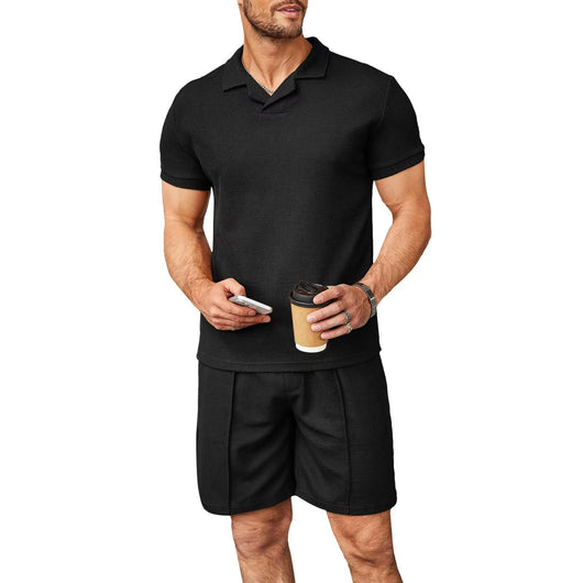 Set de 2 Polos Hombre Cuello V Manga Corta Estilo Waffle Casual - Image 13