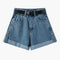 Shorts de Mezclilla Cintura Alta con Efecto Rizado