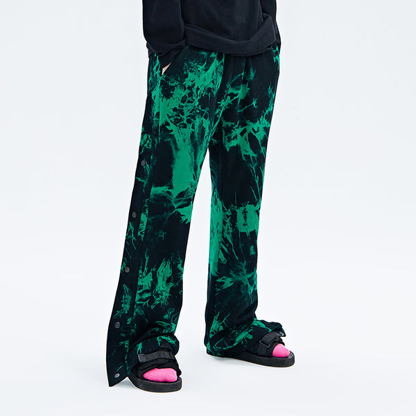 Pantalones Hombre Tie Dye Negro y Verde con Cierre de Cremallera