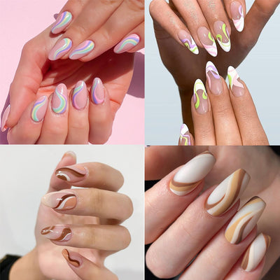 Stickers de Uñas con Diseño de Líneas Abstractas y Cintas Acuarela - Image 11