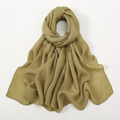 Pañoleta Suave de Poliéster Arrugado en Colores Lisos para Mujer - Image 15