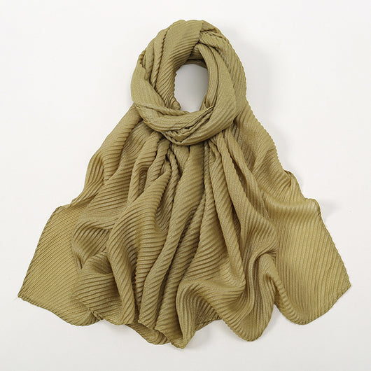 Pañoleta Suave de Poliéster Arrugado en Colores Lisos para Mujer - Image 15