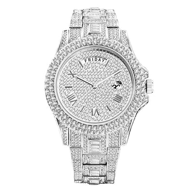 Reloj de Negocios Elegante Doble Calendario con Diamantes y Movimiento de Cuarzo - Image 4