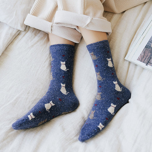 Calcetines Retro de Lana con Diseño de Gatitos Adorables - Image 10