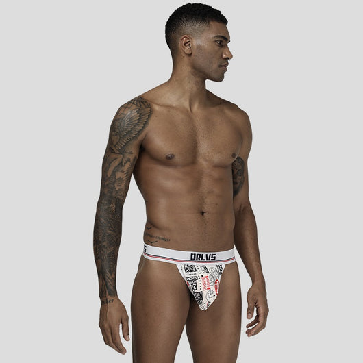 Calzoncillo Tipo Tanga Transpirable de Cintura Media con Estampado para Hombre