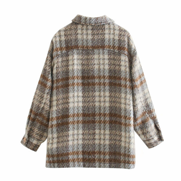 Chaqueta Camisa a Cuadros Oversize para Mujer