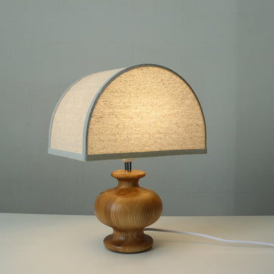 Lámpara de Mesa Mesita de Noche en Lino y Madera Maciza - Image 11
