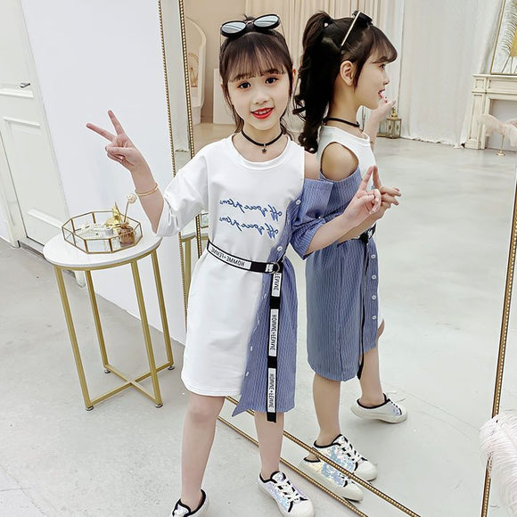 Vestido de Niña Estilo Occidental Hombros Descubiertos para Verano