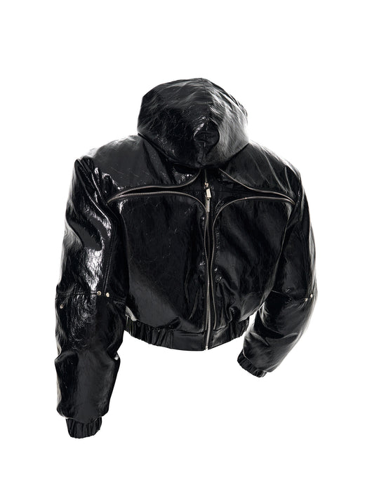 Chaqueta Hoodie Acolchada para Hombre con Diseño Deconstruido y Detalles de Cremallera - Image 5