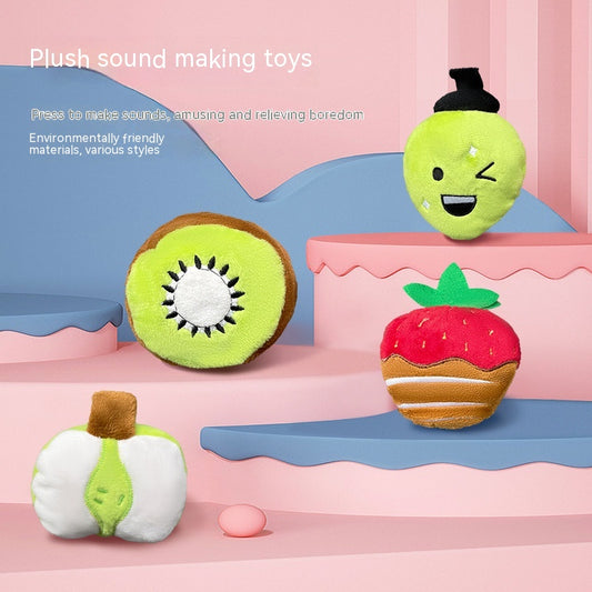 Plush pear dog toy in white and light green with a brown stem, measuring 12cm long by 10cm wide. - Image 2