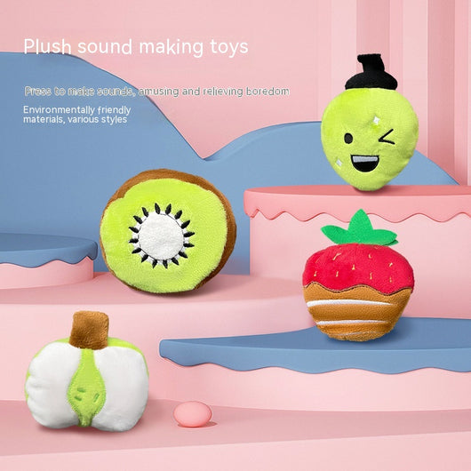Plush pear dog toy in white and light green with a brown stem, measuring 12cm long by 10cm wide. - Image 2