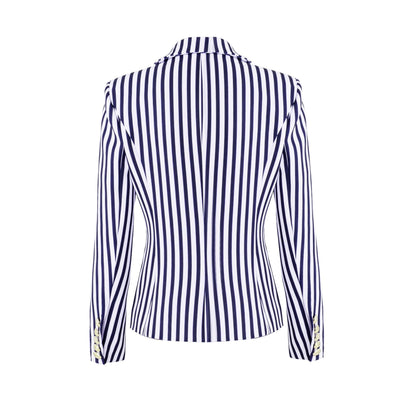 Blazer Entallado de Doble Botonadura con Rayas Vintage - Image 5