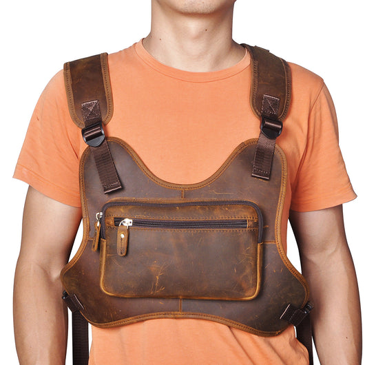 Bolsa de Pecho Vintage en Cuero Genuino para Hombre - Estilo Outdoor - Image 8