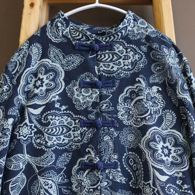 Cardigan Étnico de Algodón y Lino para Mujer - Azul Calicó - Image 22