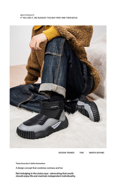 Botas Casuales de Algodón Cálidas para Hombre - Botines Estilo Mid-Top - Image 13