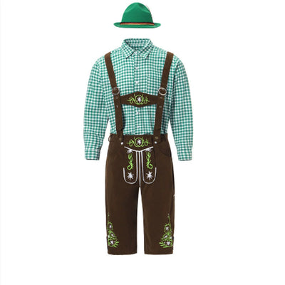 Conjunto Completo para Festival de Cerveza - Overol Denim, Camisa y Gorro - Image 7