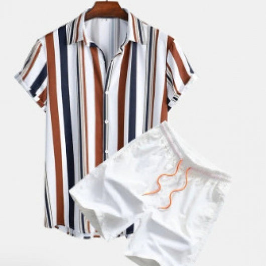 Conjunto Casual de Cardigan y Shorts con Estampado Digital