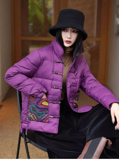Chaqueta Acolchada Retro Estilo Chino con Cuello Alto para Mujer - Image 15