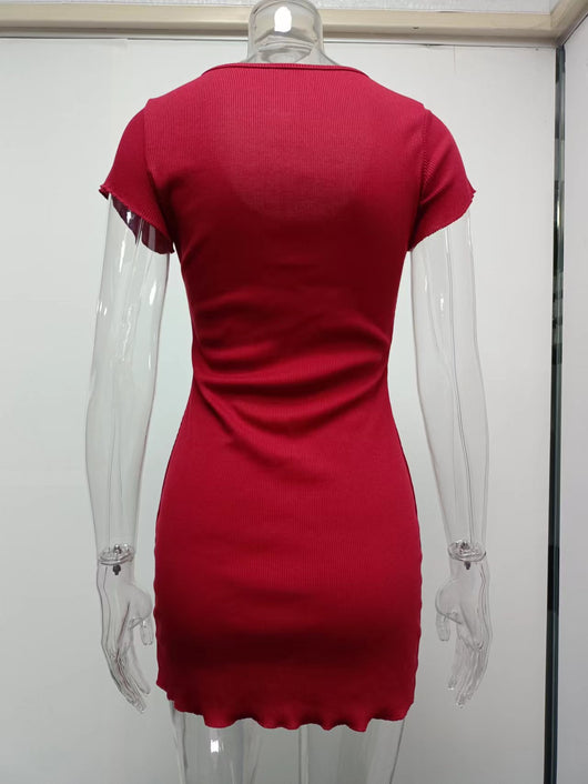 Vestido Corto con Botones de Corte Cadera - Estilo Europeo y Americano - Image 50