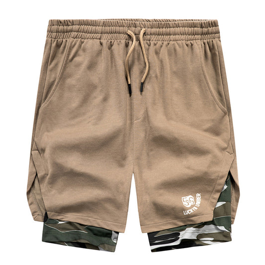 Shorts Camuflaje Hombre con Diseño Contrastante de Dos Piezas