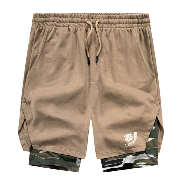 Shorts Camuflaje Hombre con Diseño Contrastante de Dos Piezas