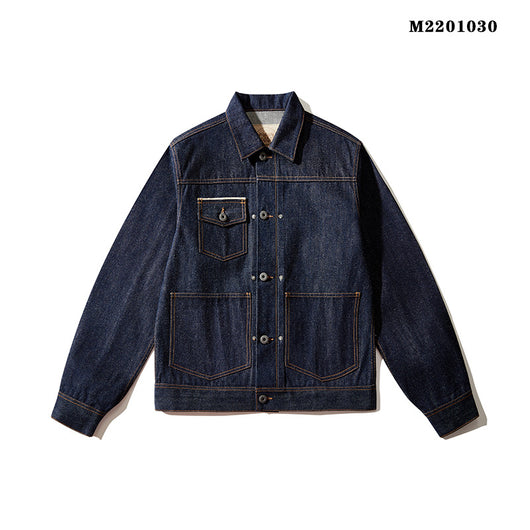 Chaqueta Suelta Estilo Japonés Retro con Orilla Roja en Tela Cruda - Image 17