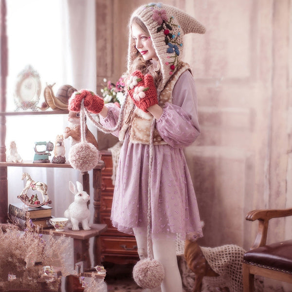 Gorro de Lana Tejido Estilo Bruja - Abrigo Invierno Premium
