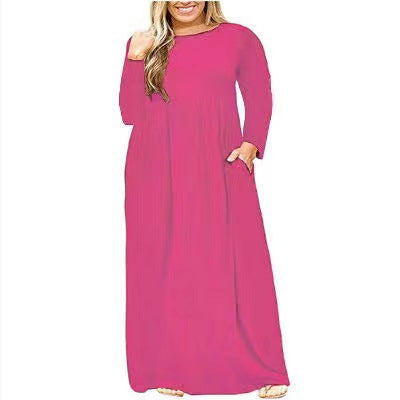 Vestido Largo Suelto Estampado Manga Corta Cuello Redondo para Mujer