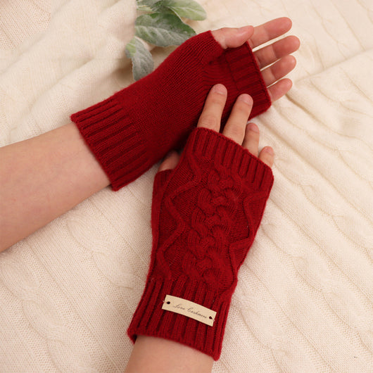Guantes Mitones de Cachemira Pura Trenzados para Mujer - Image 23