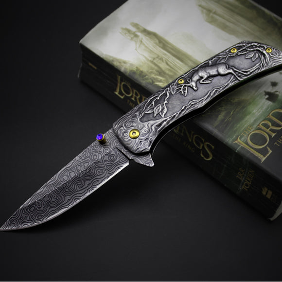 Cuchillo de Supervivencia Plegable de Acero Endurecido para Camping