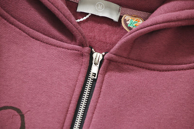 Sudadera con Cierre Estampado Calavera Burgundy - Diseño Letter Print - Image 14