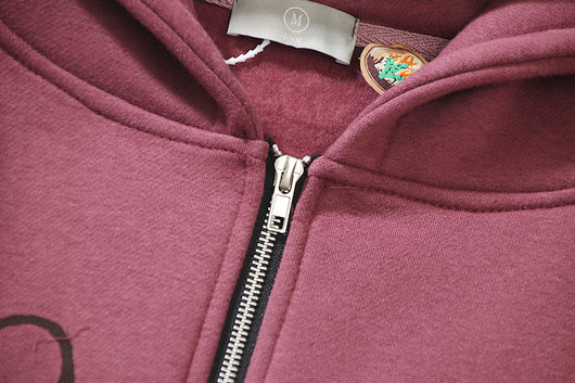 Sudadera con Cierre Estampado Calavera Burgundy - Diseño Letter Print - Image 14