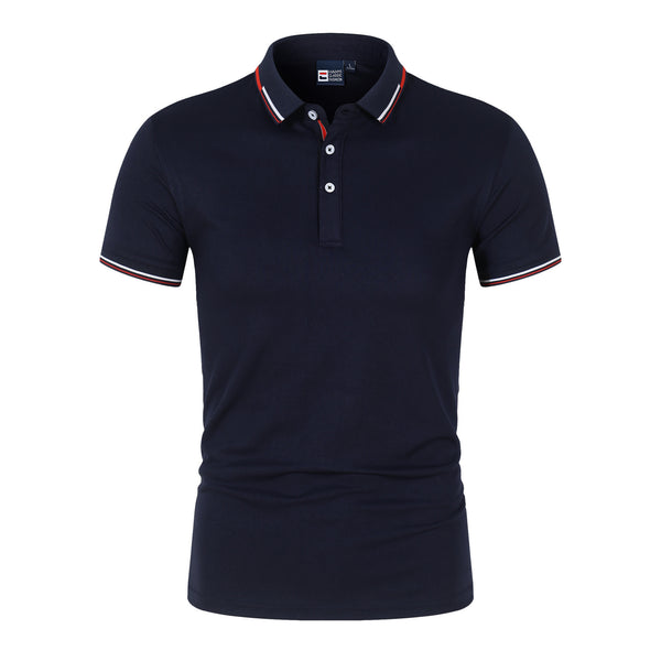 Polo Clásico Liso para Hombre con Cuello de Pie y Mangas Cortas