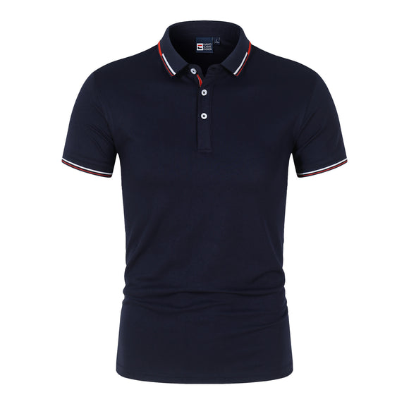 Polo Clásico Liso para Hombre con Cuello de Pie y Mangas Cortas