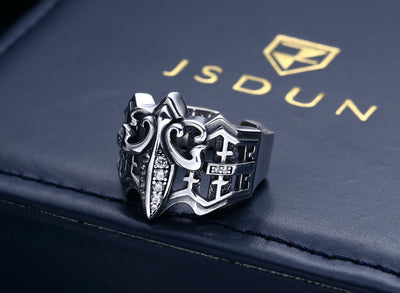 Anillo de Ancla Hueca en Plata 925 Estilo Punk Vintage para Hombre - Image 7