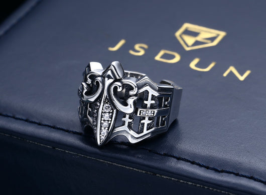 Anillo de Ancla Hueca en Plata 925 Estilo Punk Vintage para Hombre - Image 7