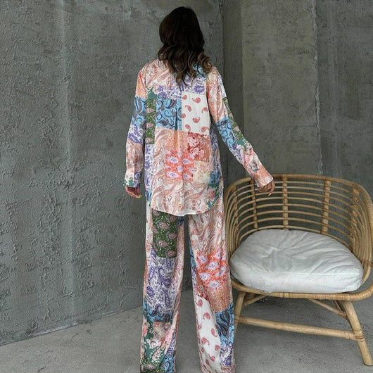 Conjunto Estampado Europeo Americano: Blusa Manga Larga y Pantalón para Mujer - Image 3
