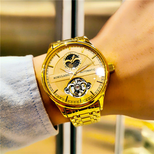 Reloj Mecánico Esqueleto Luminoso Resistente al Agua para Hombre - Image 12